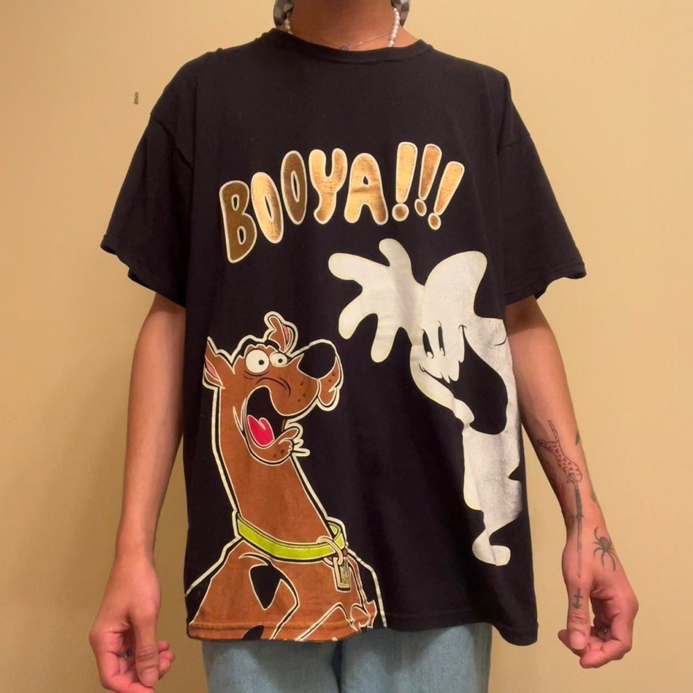 Vintage Y2K Anvil Scooby Doo Black BOOYA!!! Graphic Tee - Size XXL